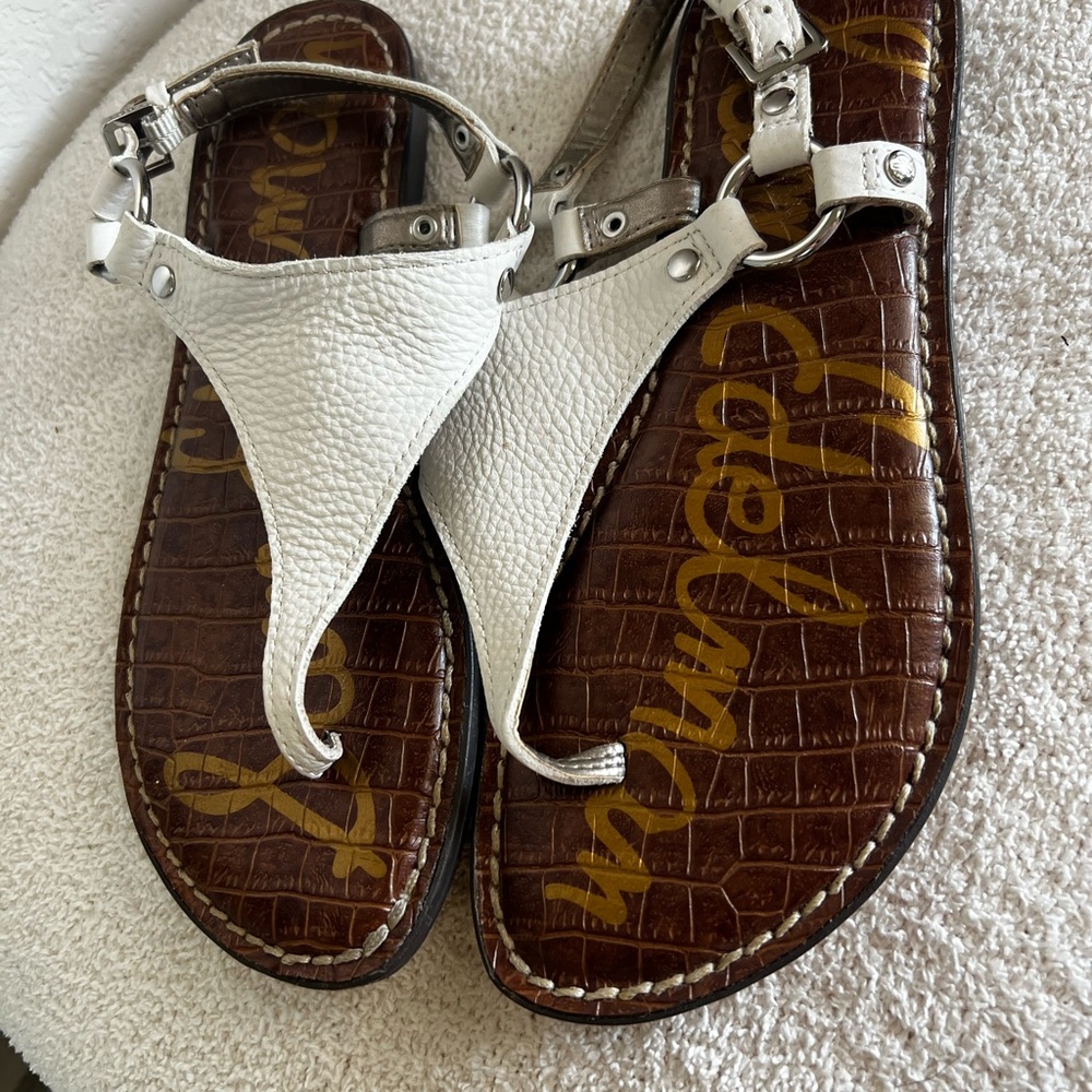 Sam Edelman White and Brown Sandals
